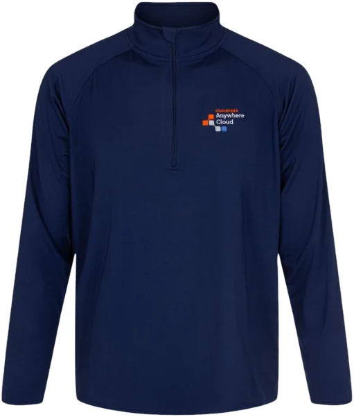 Men's Sport-Tek 1/4 zip pullover in navy with Anywhere Cloud logo